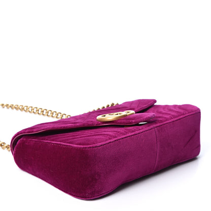 Gucci Velvet Matelasse Small GG Marmont Shoulder Bag Fuchsia Violet Cyclamen 3 of 9
