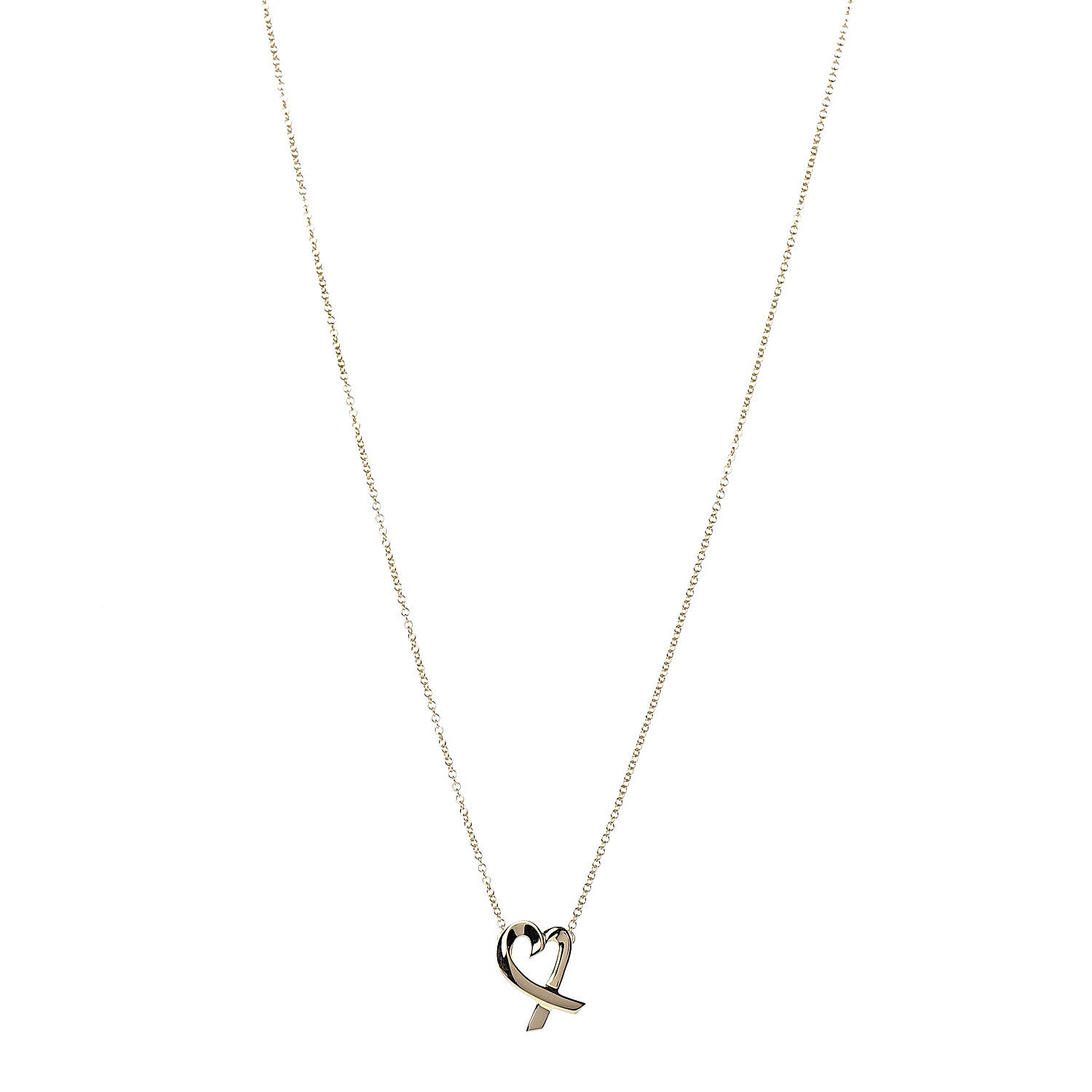 Tiffany 18K Yellow Gold Small Paloma Picasso Loving Heart Pendant Necklace 1 of 7
