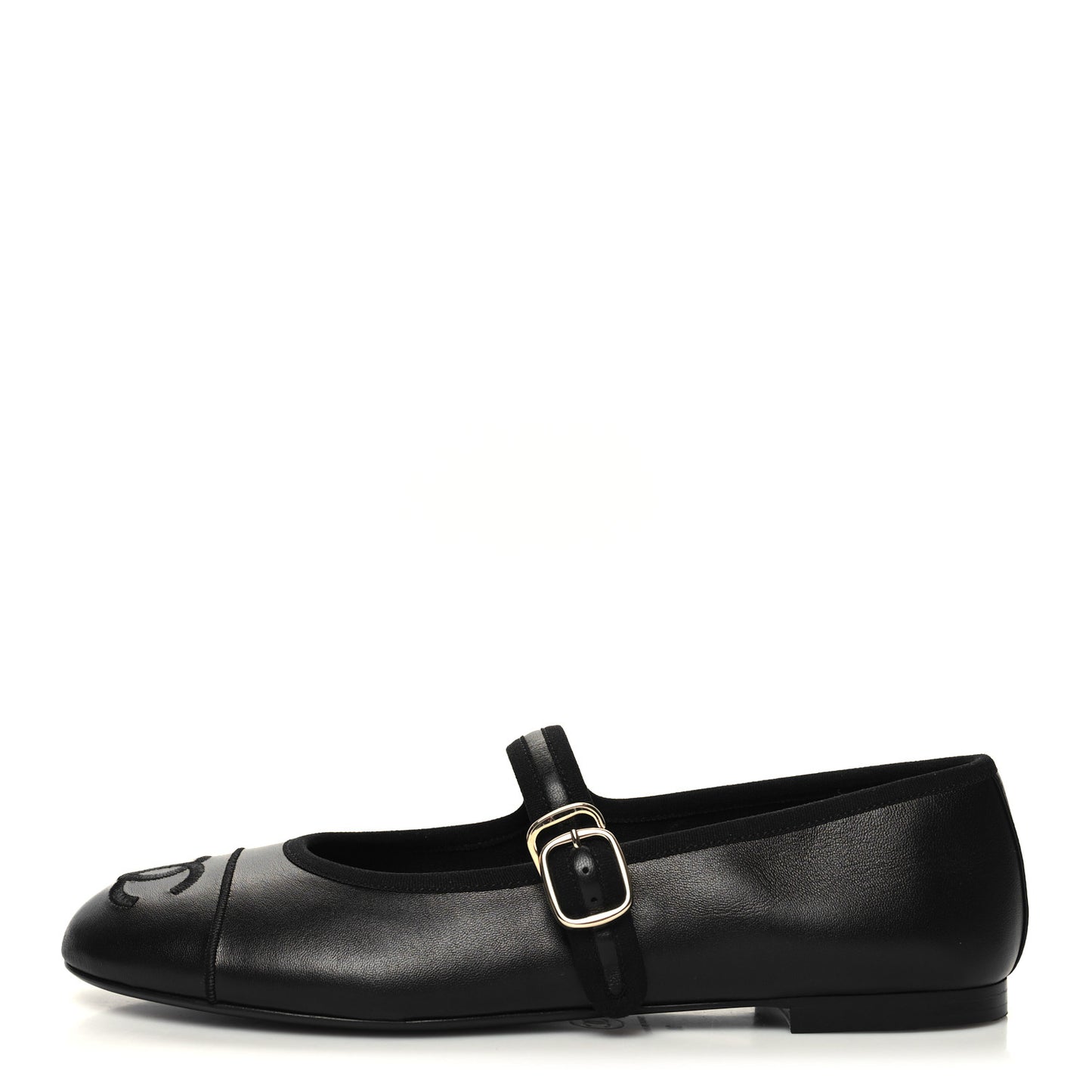 Lambskin Mary Jane Flats 38 Black
