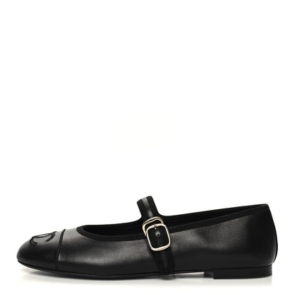 Chanel Lambskin Mary Jane Flats 38 Black 1 of 9