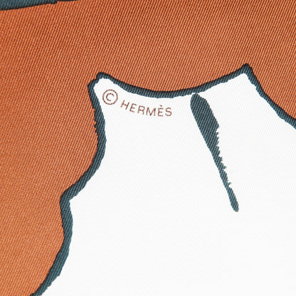 Hermes Silk Au Bout Du Monde Scarf 90 Beige Orange Petrole 5 of 8