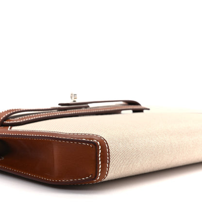 Hermes Toile H Barenia Kelly Depeches 25 Pouch Ecru Beige Fauve 7 of 10