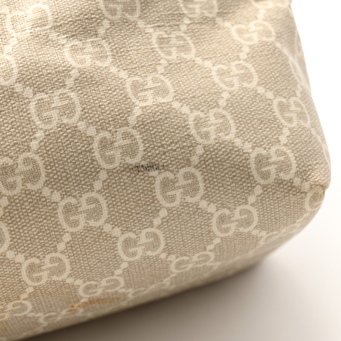 GG Supreme Monogram Textured Dollar Calfskin Web Medium Ophidia Shopping Tote Beige Mystic White Oatmeal