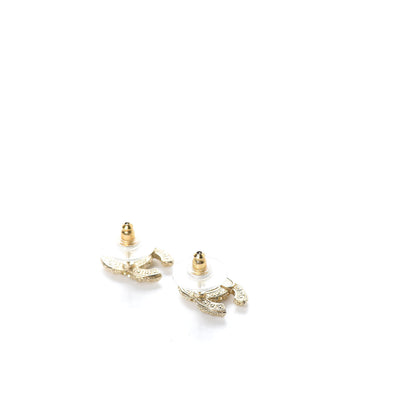 Chanel Pearl Crystal CC Earrings Gold 3 of 5