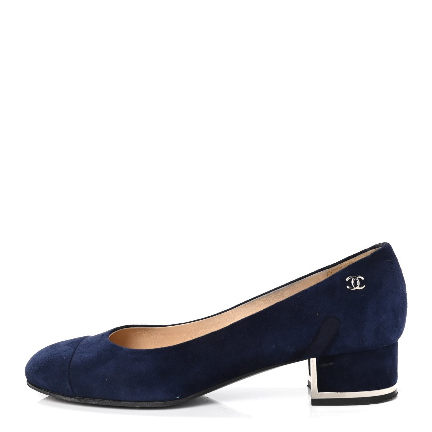 Chanel Suede Cap Toe CC Pumps 35 Navy 1 of 6