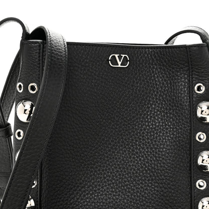 Valentino Garavani Grained Calfskin Studded Nellcote Fringe Shoulder Bag Black 7 of 9