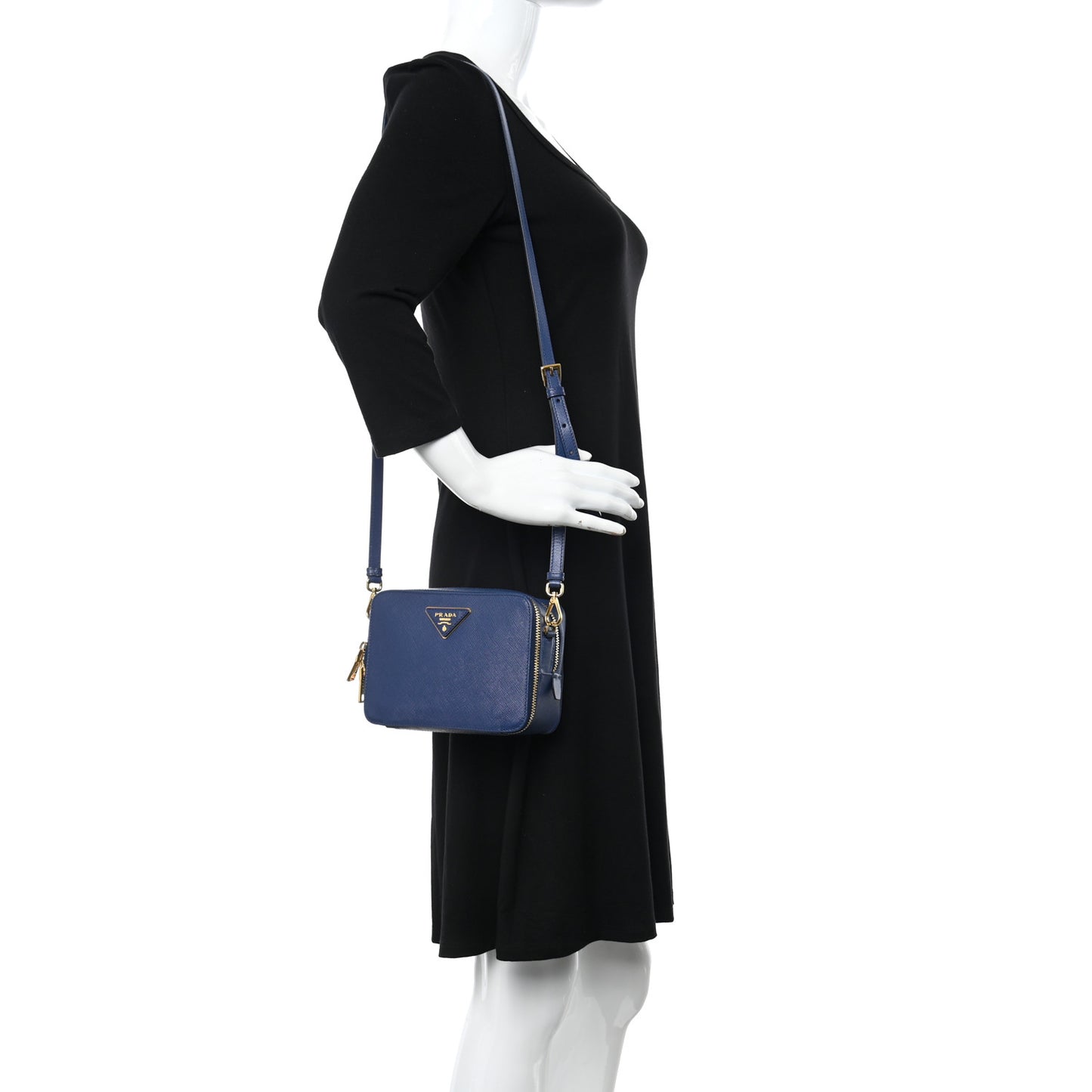 Saffiano Camera Crossbody Bag Bleuette
