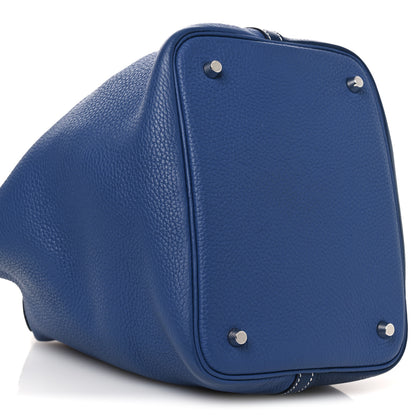 Hermes Taurillon Clemence Casaque Picotin Lock 22 MM Bleu Saphir Bleu Brighton 9 of 10