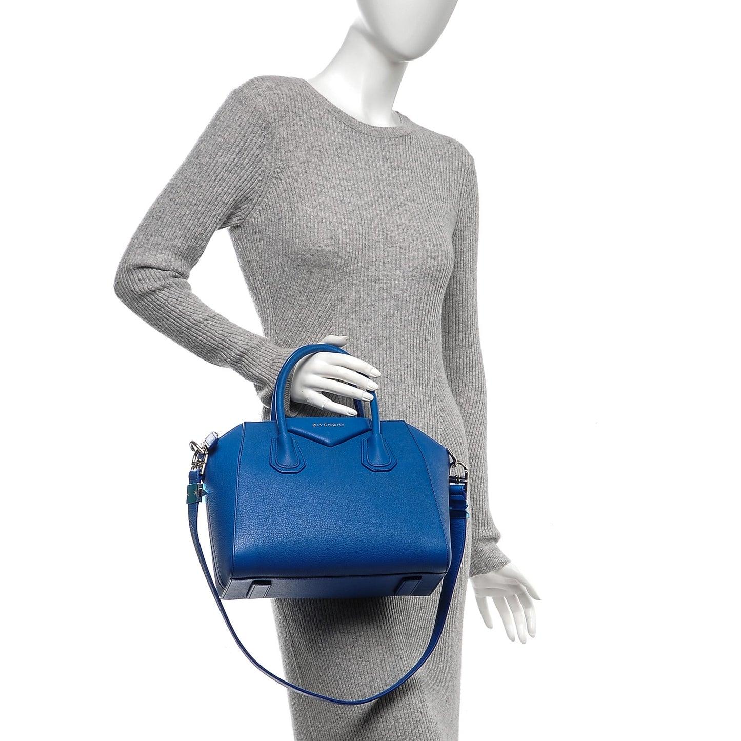 Sugar Goatskin Small Antigona Indigo Blue