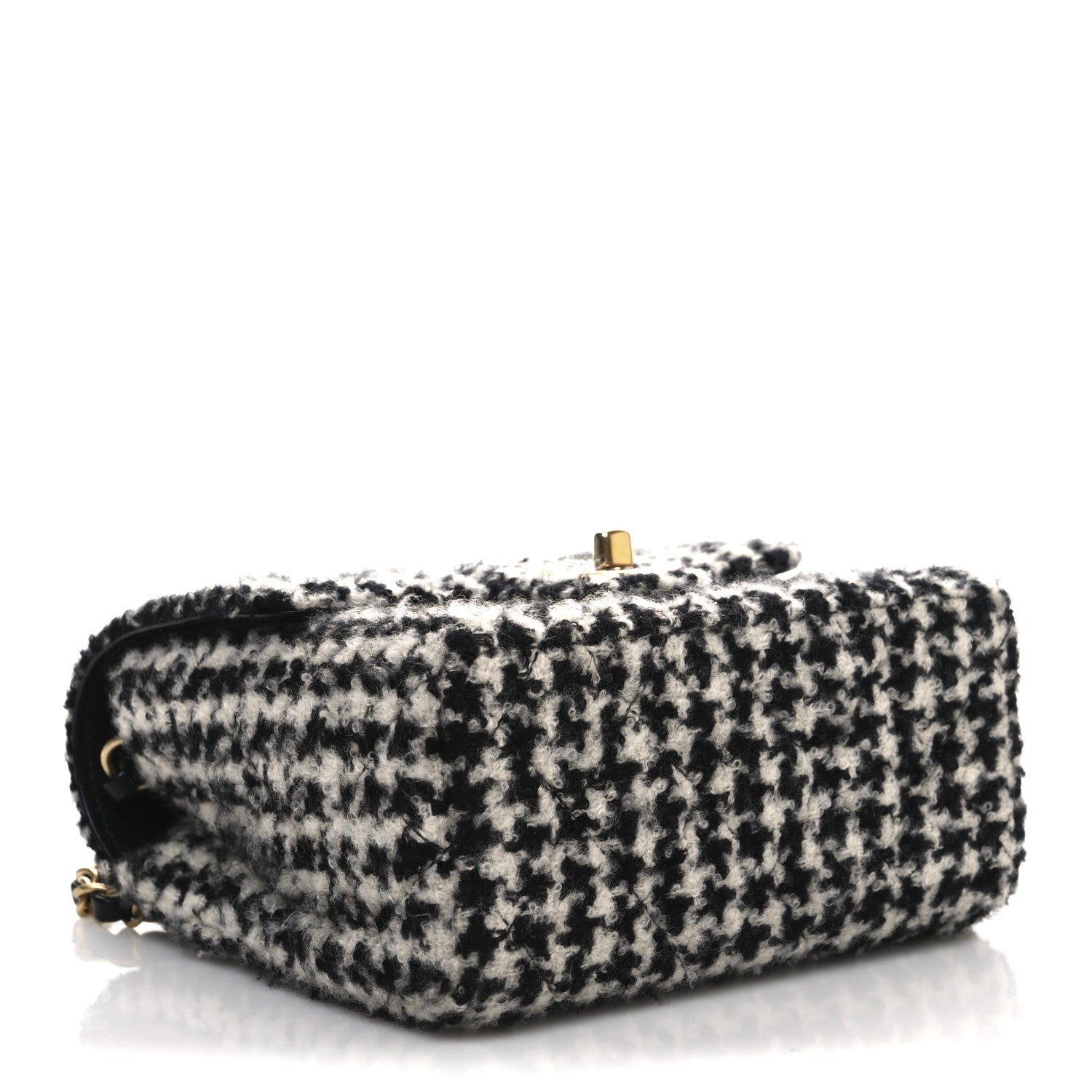 Chanel Tweed Houndstooth Quilted Mini Square Flap White Black 4 of 10