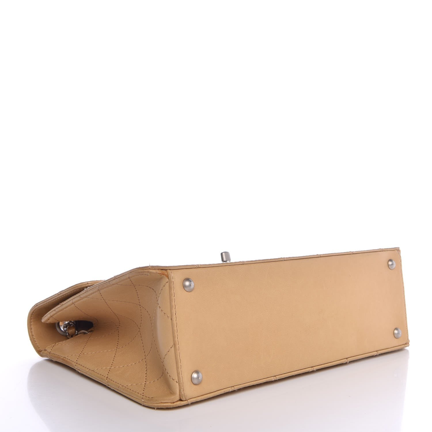 Chanel Lambskin Stitched Jumbo Single Flap Beige 4 of 13