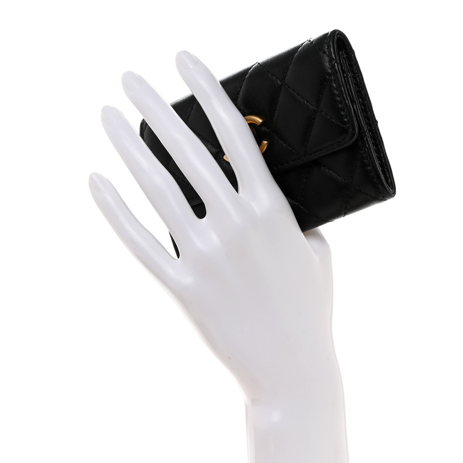 Chanel Lambskin Quilted Flap Card Holder Black 2 of 8