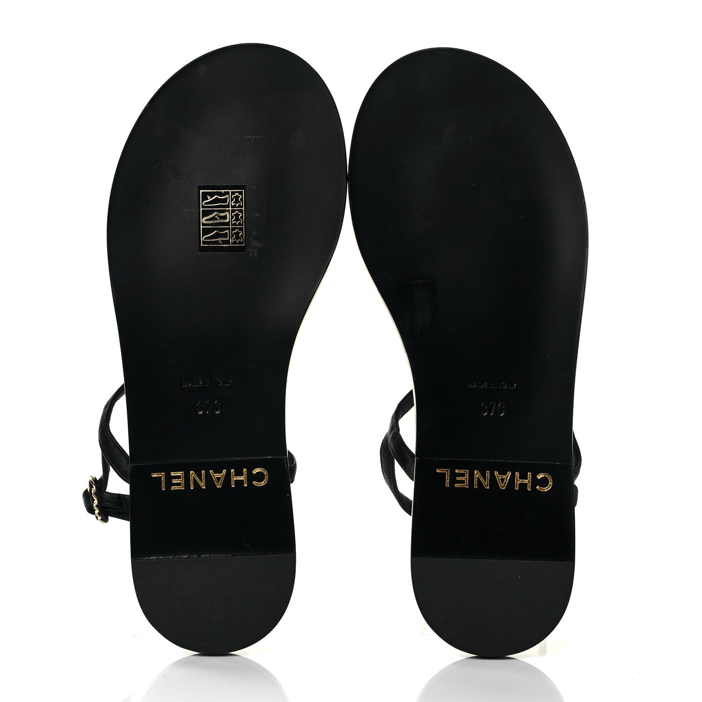 Lambskin Chain CC Logo Thong Sandals 37 Black