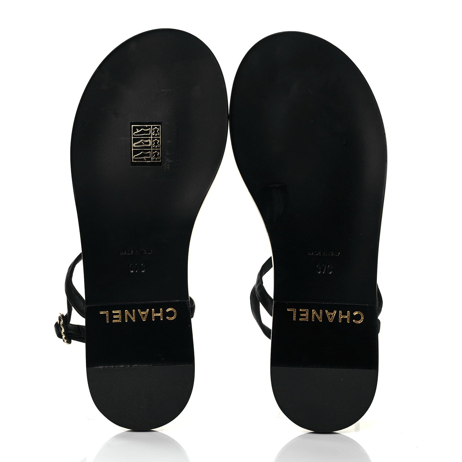 Chanel Lambskin Chain CC Logo Thong Sandals 37 Black 5 of 7