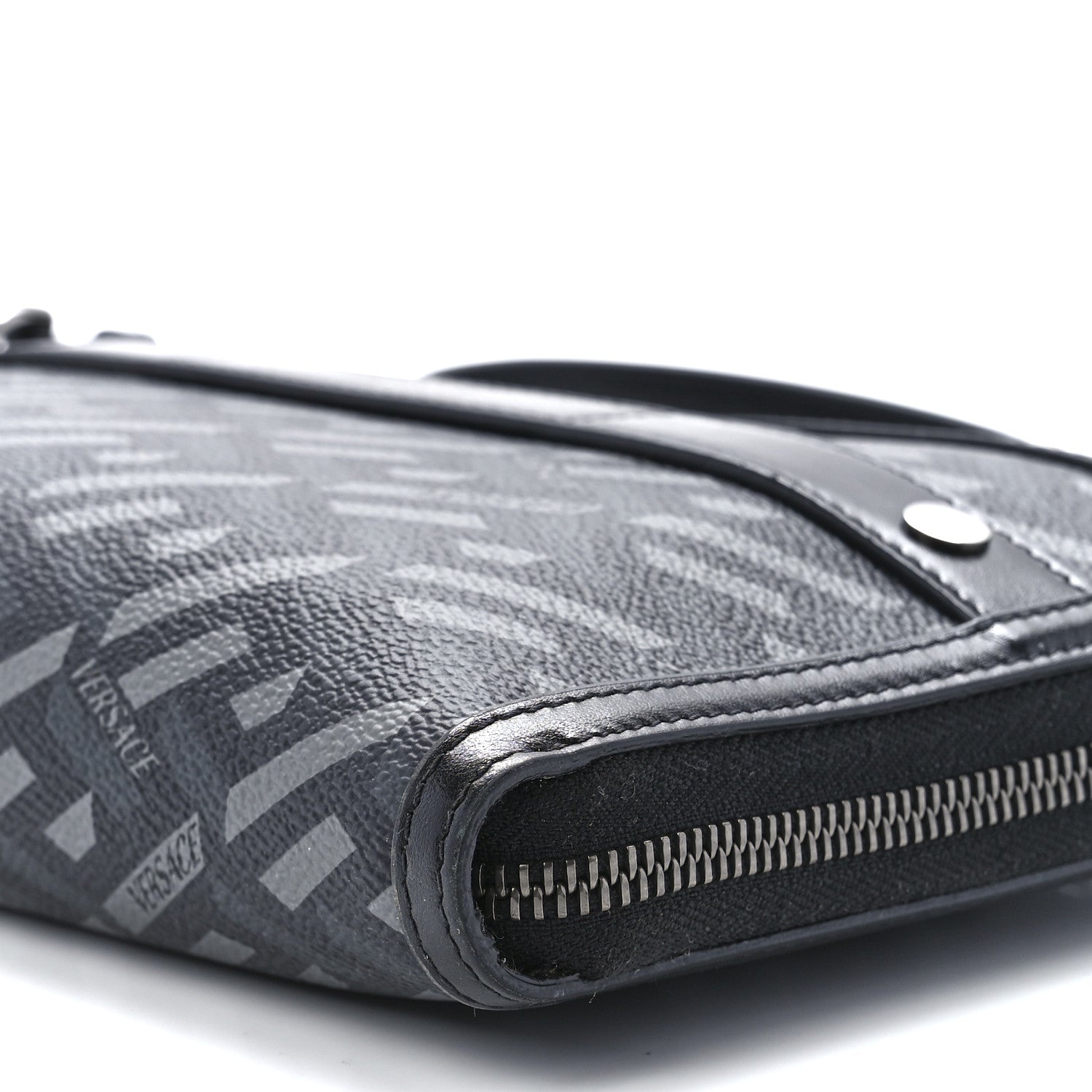 Versace Coated Canvas La Greca Signature Clutch Black Gray 10 of 10