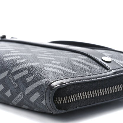 Versace Coated Canvas La Greca Signature Clutch Black Gray 10 of 10