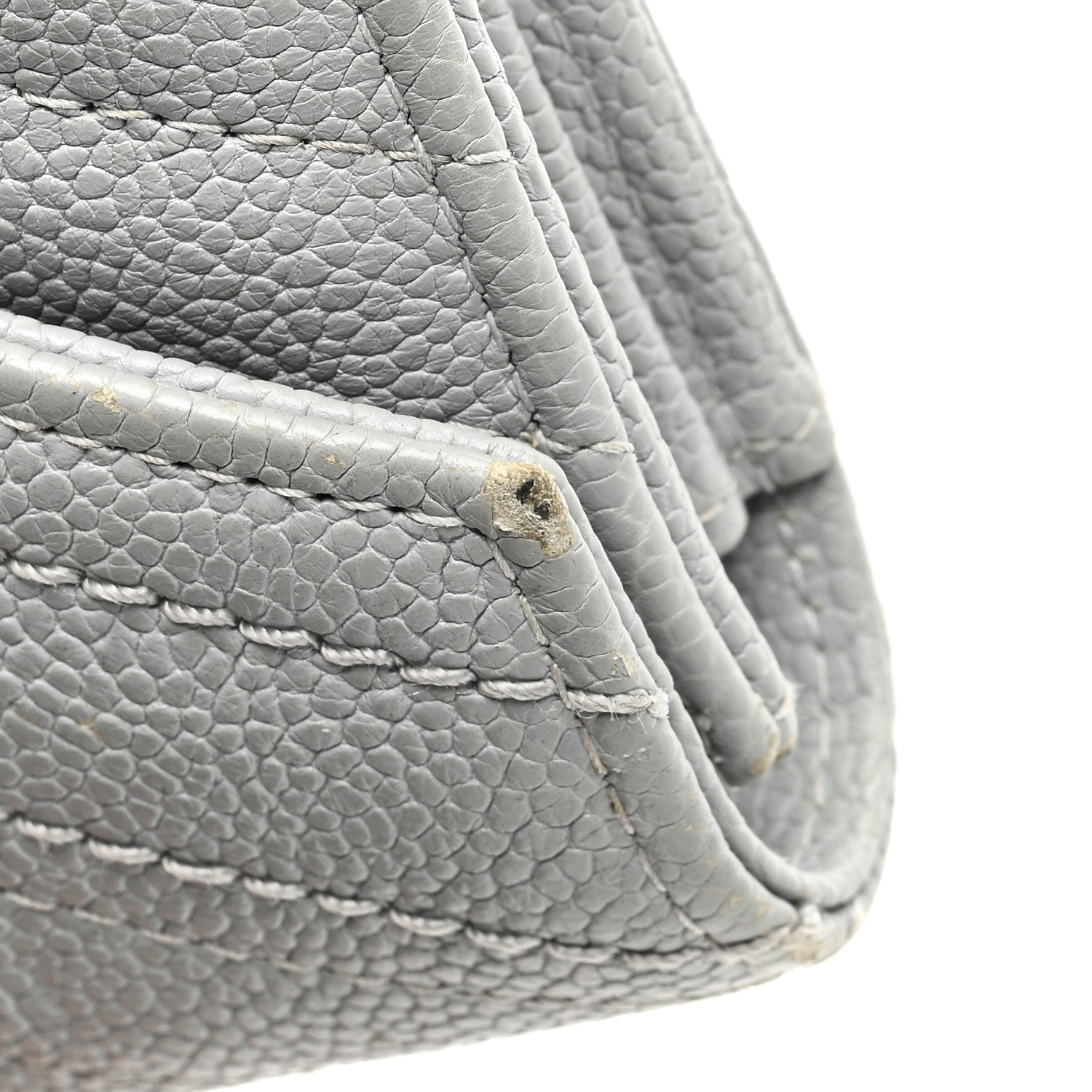 Chanel Caviar Chevron Quilted Large Gusset Flap Wallet Grey 9 of 9
