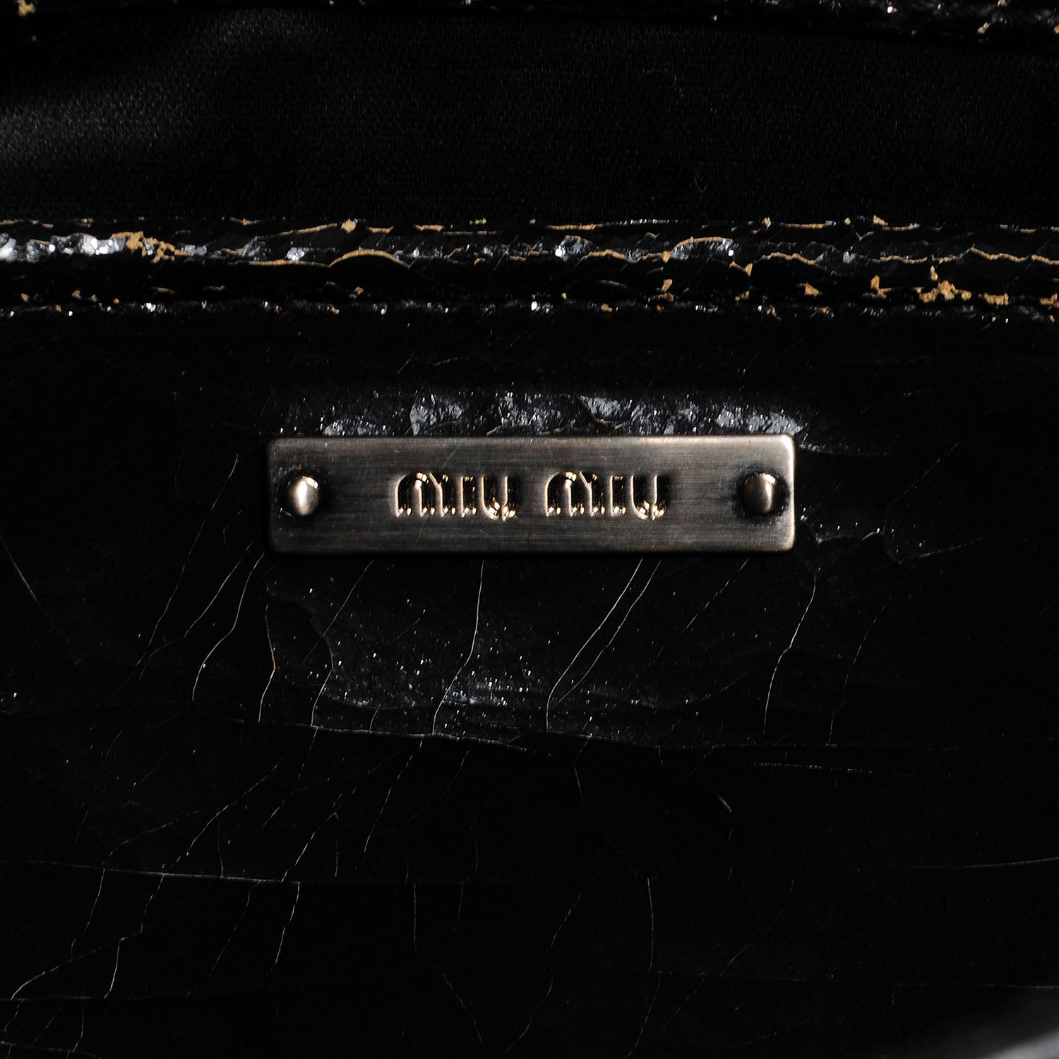 Miu Miu Leather Craquele Handbag Nero Black 6 of 10