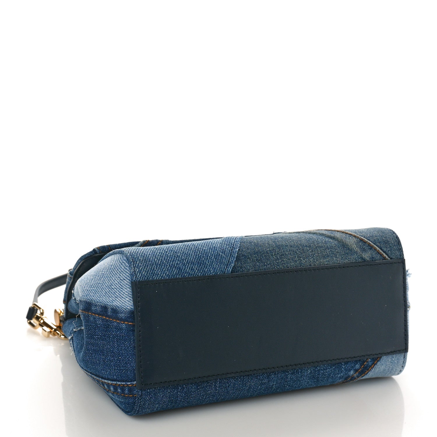 Dolce & Gabbana Calfskin Denim Patchwork Mini Miss Sicily Satchel Blue 4 of 8