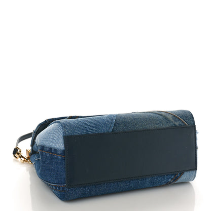 Dolce & Gabbana Calfskin Denim Patchwork Mini Miss Sicily Satchel Blue 4 of 8