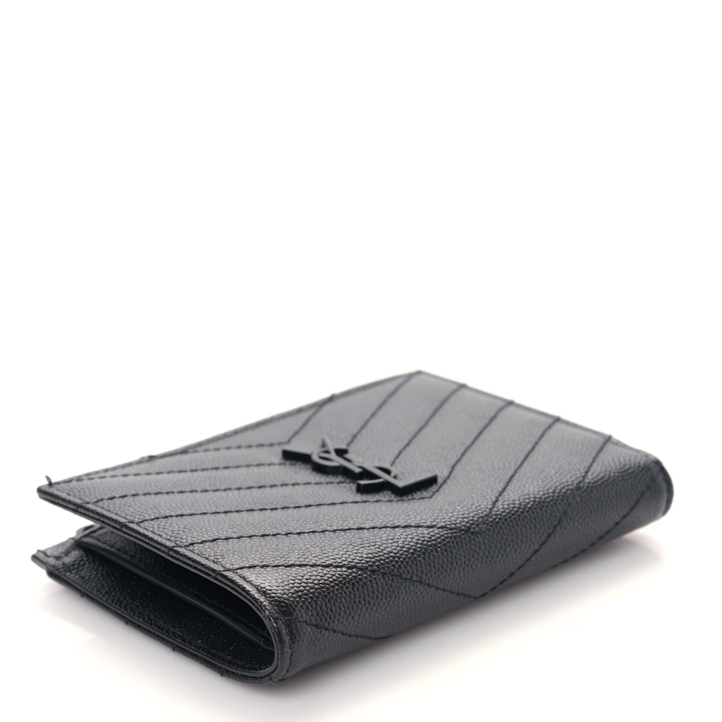 Grain De Poudre Matelasse Chevron Cassandre Fragments Zippered Bi-Fold Wallet Black