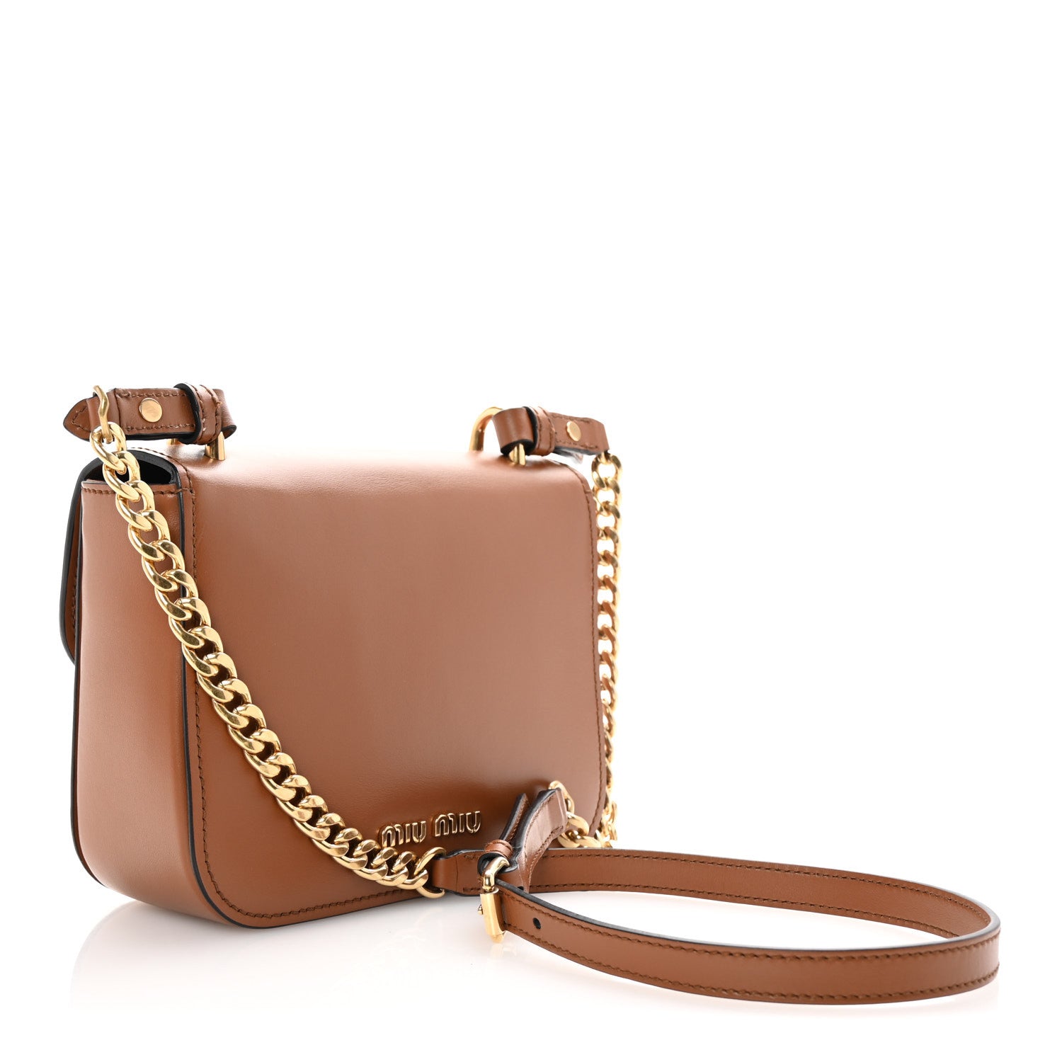 Miu Miu City Calf Lock Shoulder Bag Cognac 1718618 – FASHIONPHILE