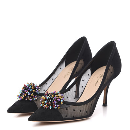Christian Dior Mesh Blossom Pumps 38.5 Black 3 of 8