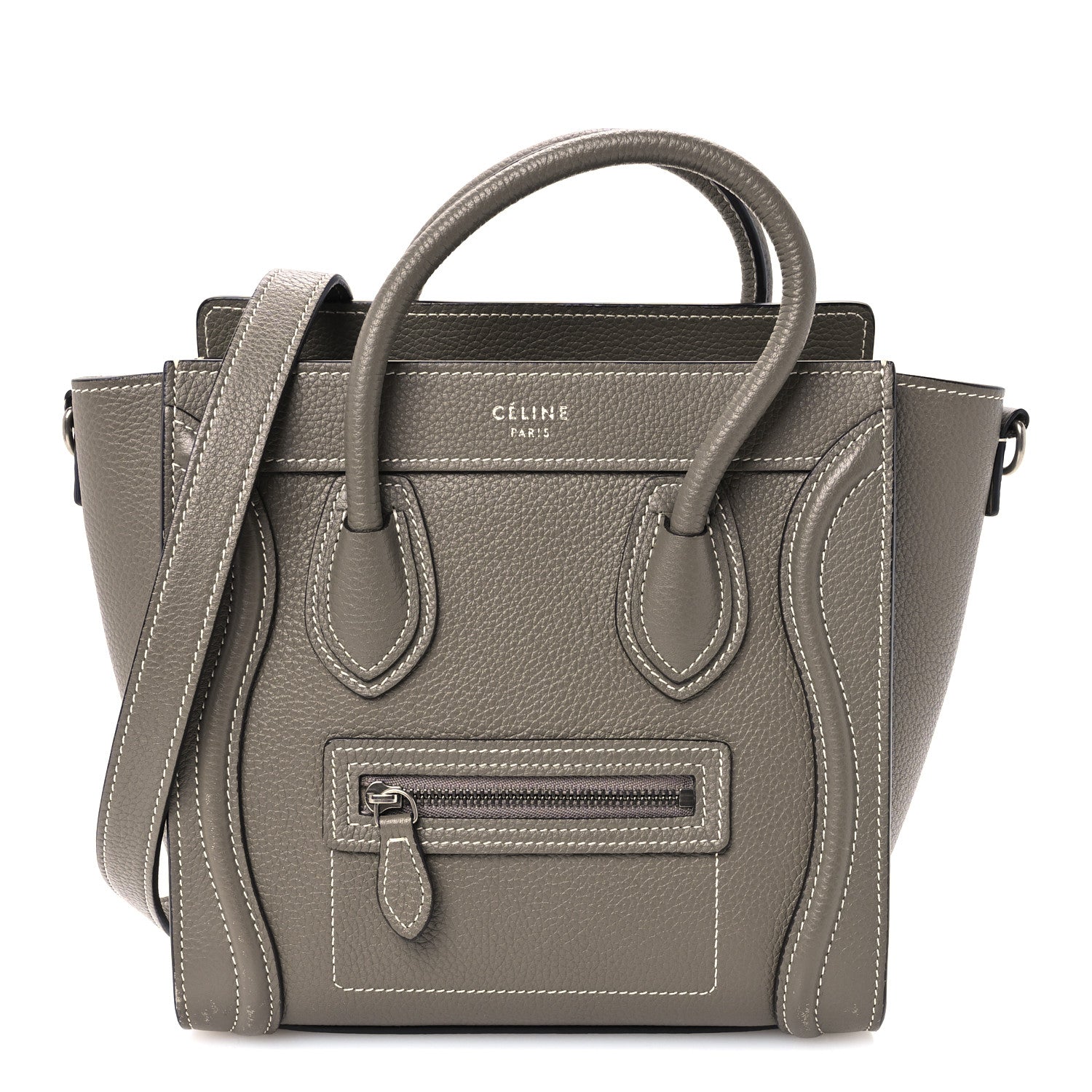 Celine Drummed Calfskin Nano Luggage Souris 1 of 11