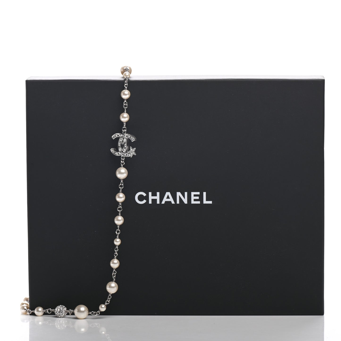 Pearl Crystal CC Starfall Necklace Silver