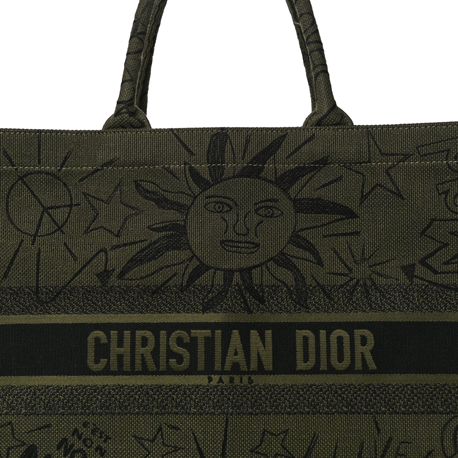 Christian Dior Canvas Embroidered Graffiti Book Tote Vert 11 of 11