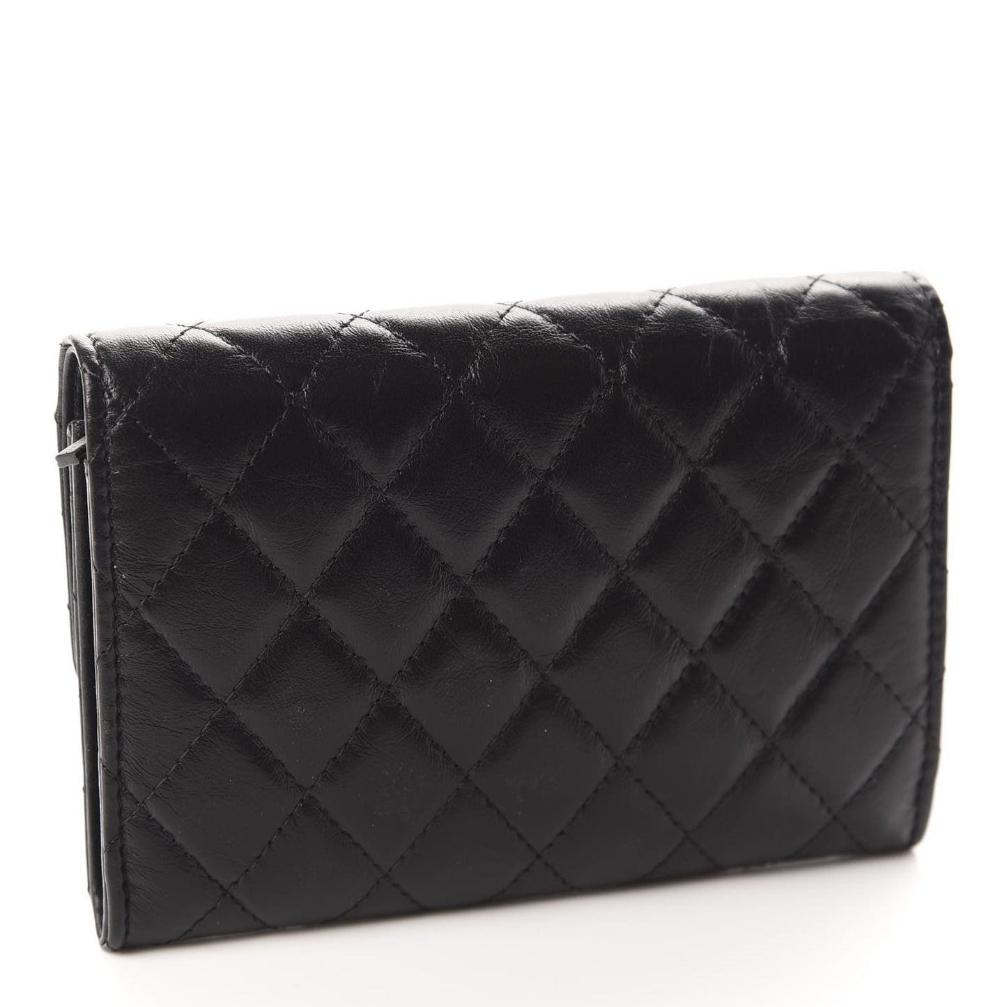 Aged Calfskin Quilted 2.55 Reissue Medium Flap Wallet So Black