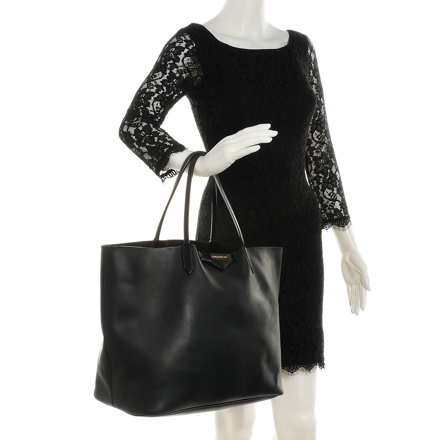 Rubber Effect PVC Large Antigona Tote Black