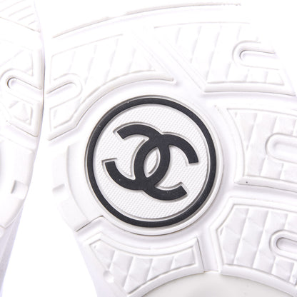 Chanel Suede Calfskin Fabric CC Sneakers 39 White 6 of 9