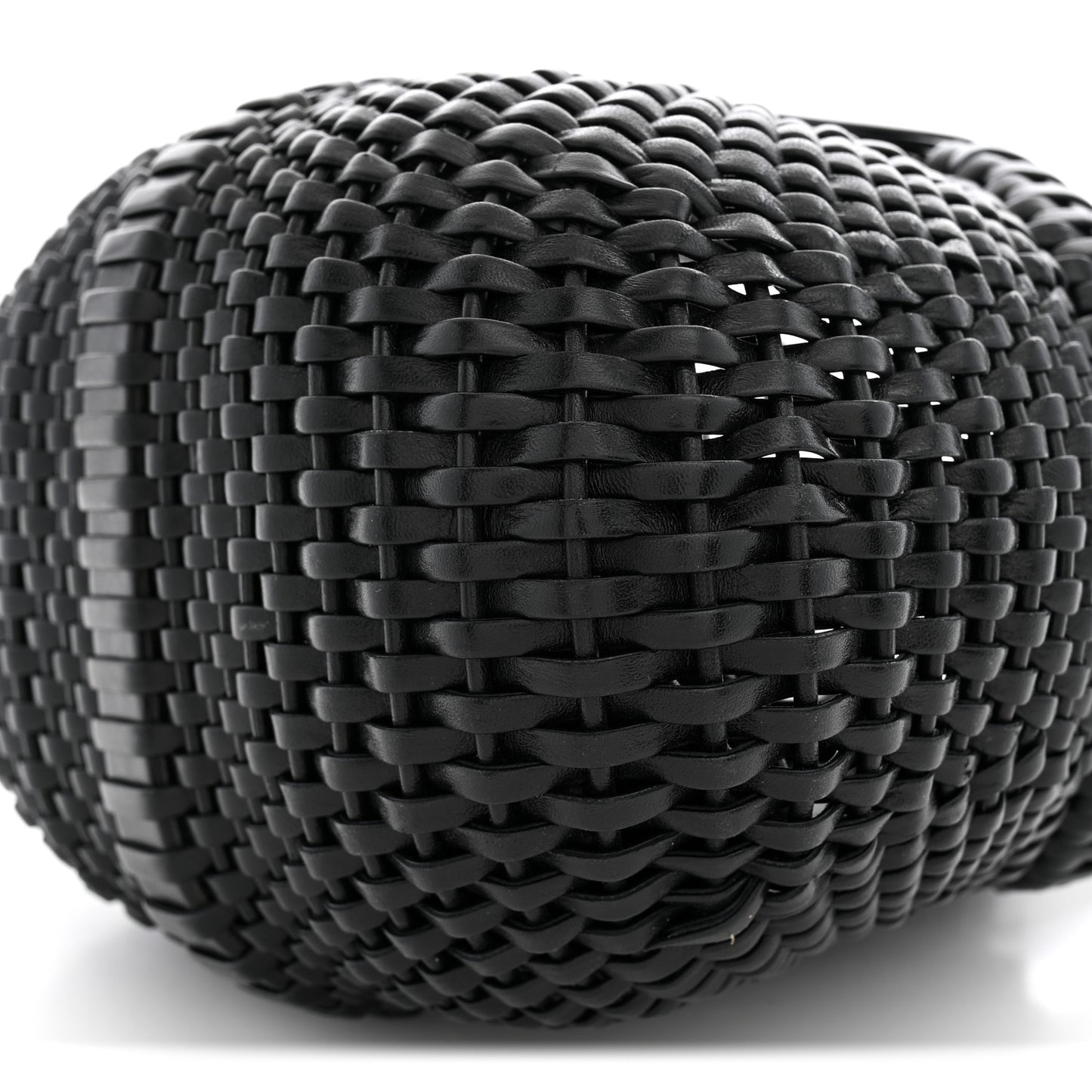 Calfskin Woven Mini Diamond Basket Bag Black