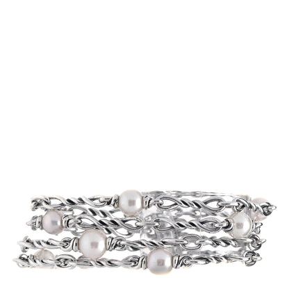 David Yurman Sterling Silver Pearl Continuance Four-Row Chain Bracelet 1 of 6