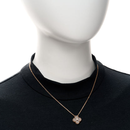 Van Cleef & Arpels 18K Rose Gold Diamond Silver Obsidian Vintage Alhambra Pendant Necklace 2 of 5