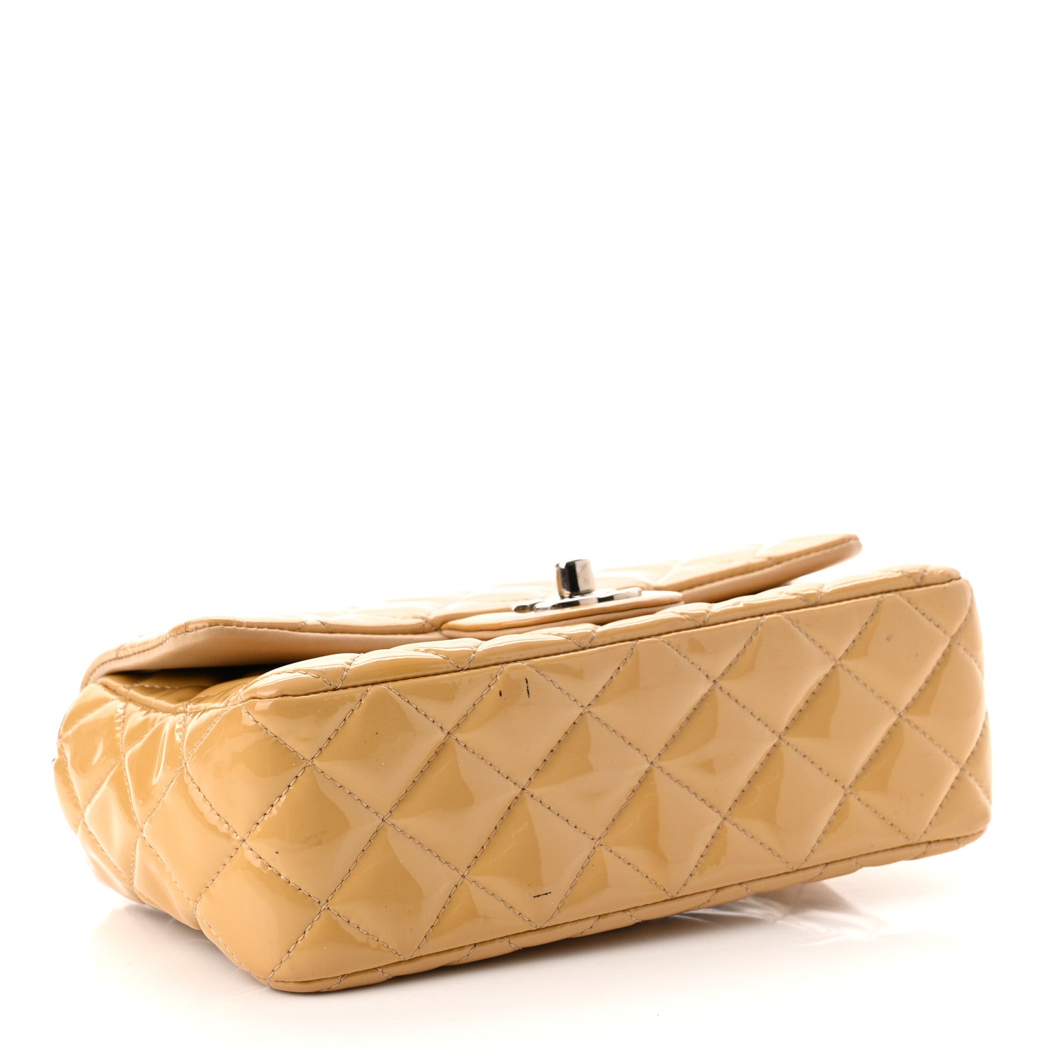 Chanel Patent Calfskin Quilted Mini Rectangular Flap Beige 3 of 10