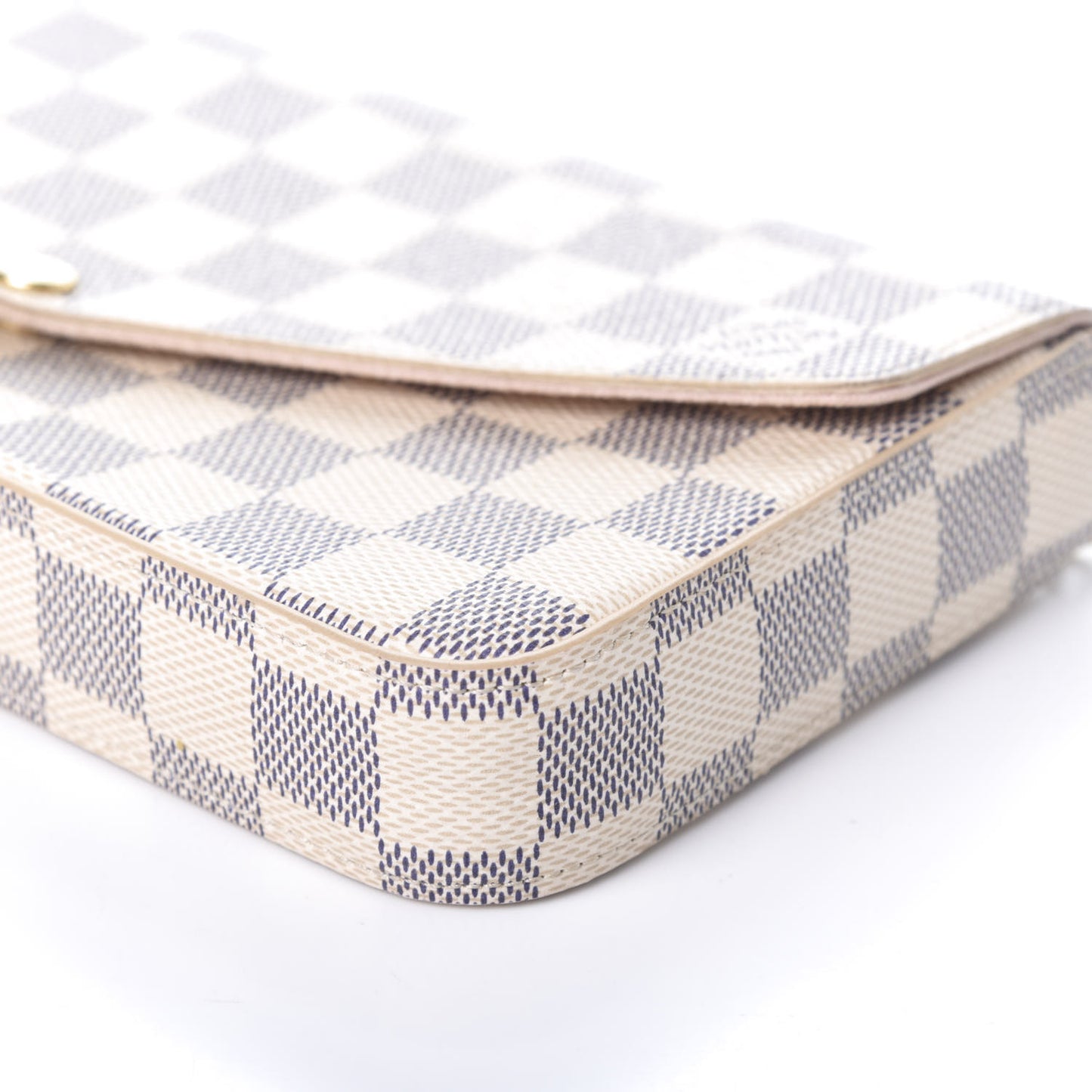 Damier Azur Pochette Felicie Chain Wallet Rose Ballerine