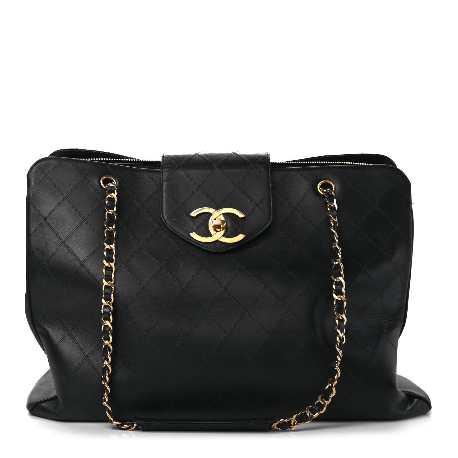 Chanel Calfskin Stitched XL Weekender Black 1 of 8