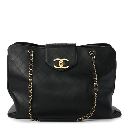 Chanel Calfskin Stitched XL Weekender Black 1 of 8
