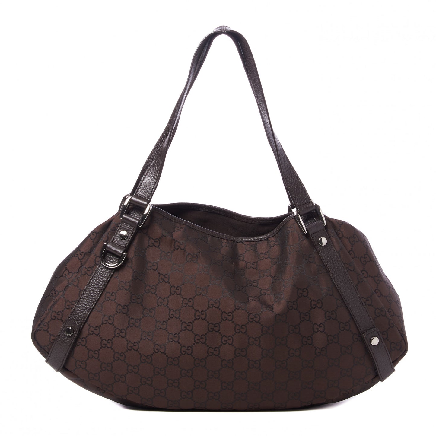 Nylon Monogram Medium Abbey Shoulder Bag Brown