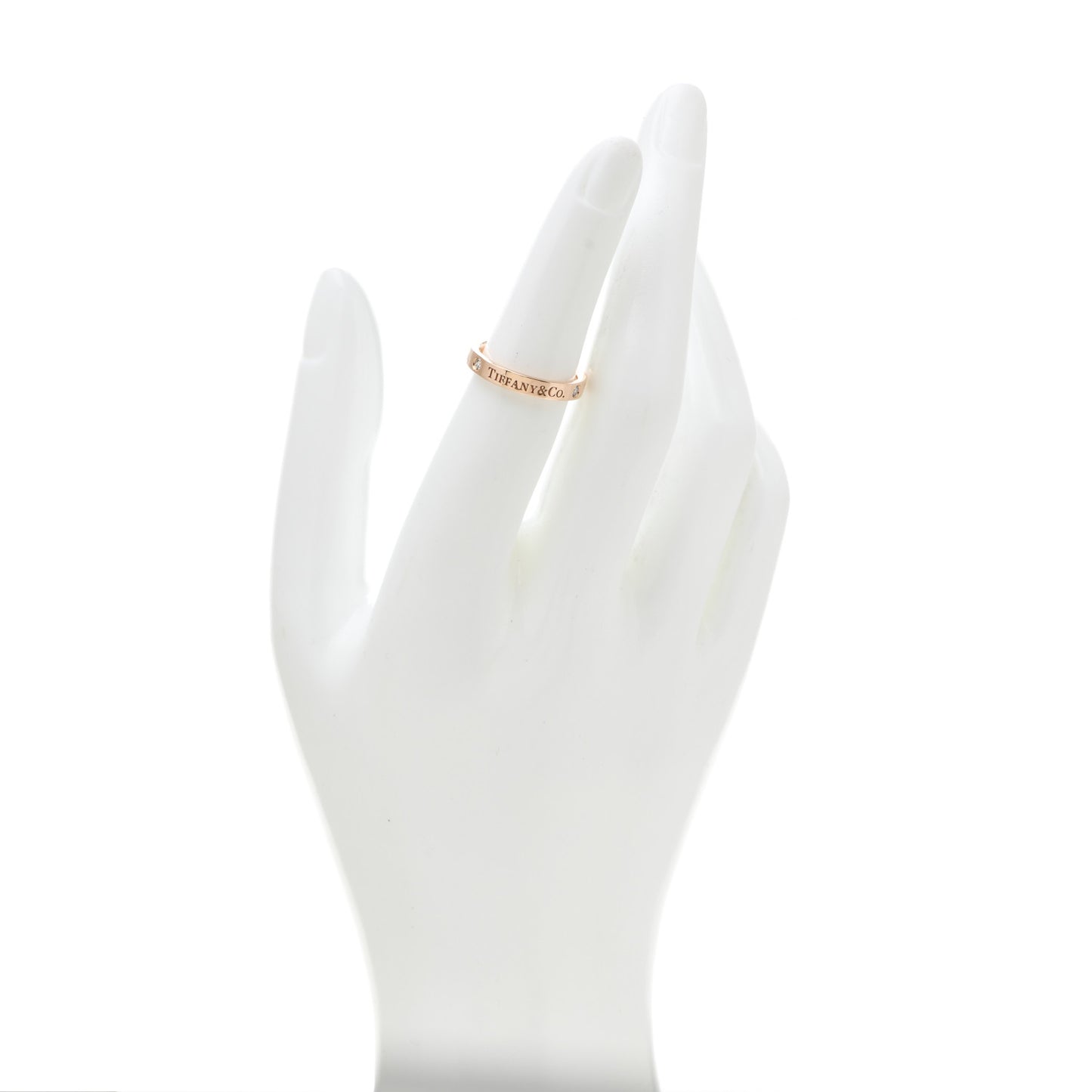 18K Rose Gold Diamond 3mm Logo Band Ring 50 5.25