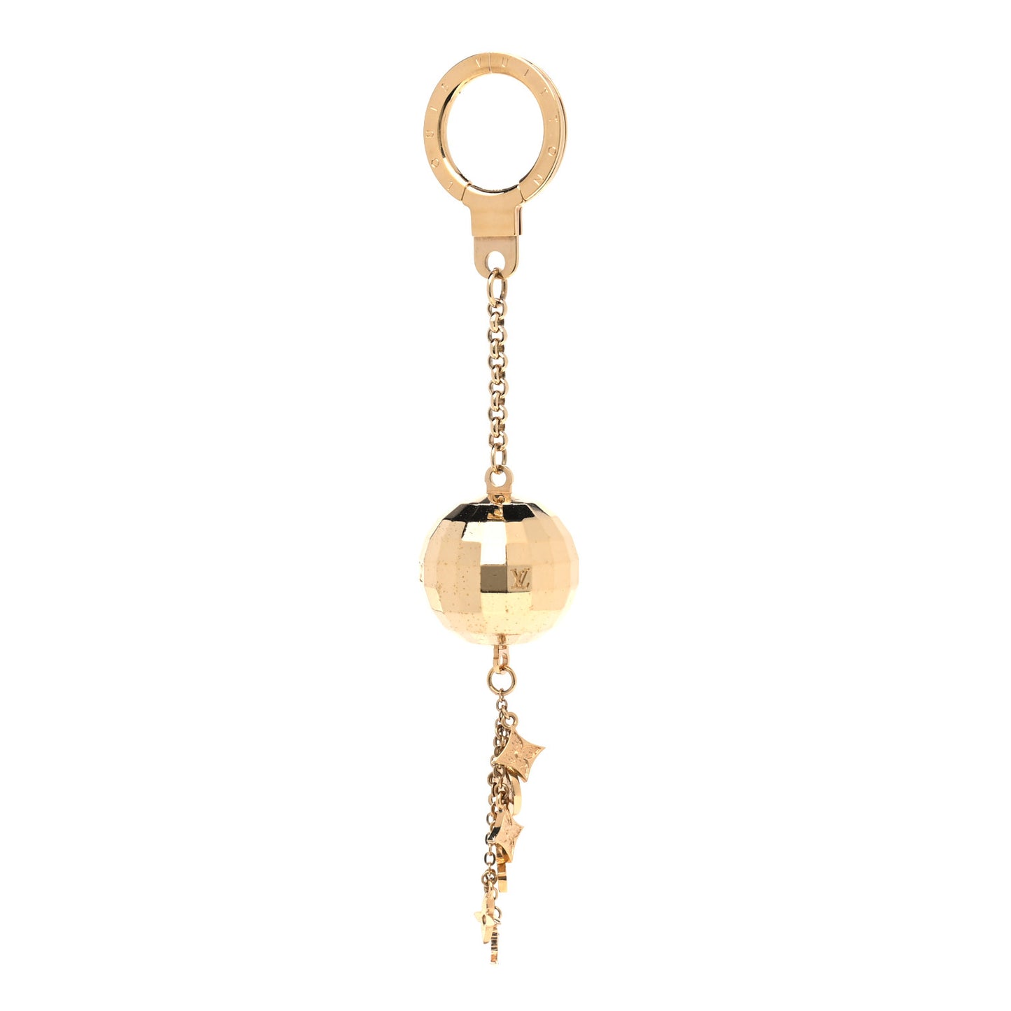 Mirror Ball Disco Key Holder Chain Ring Gold