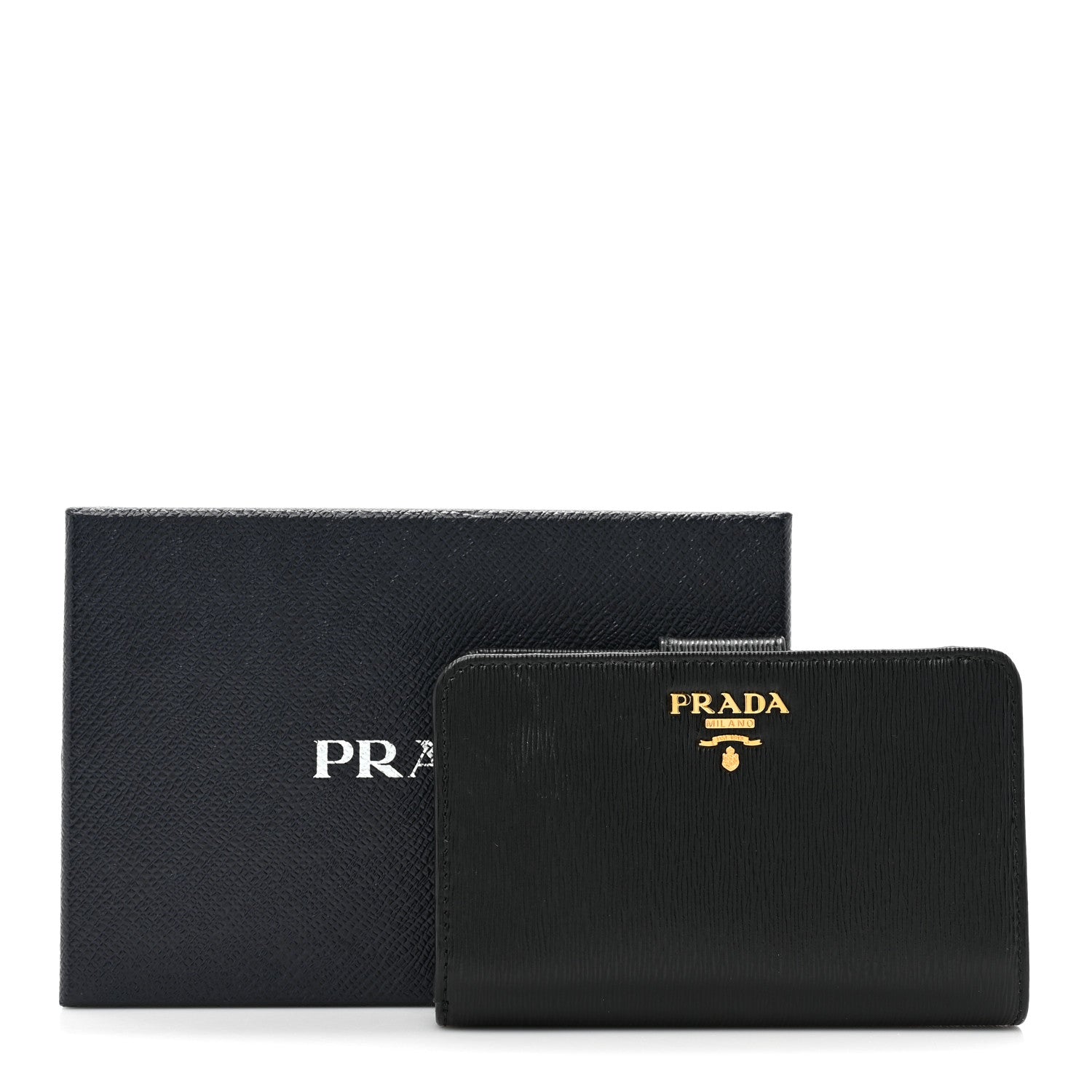 Prada Saffiano Metal Compact Wallet Black 4 of 12