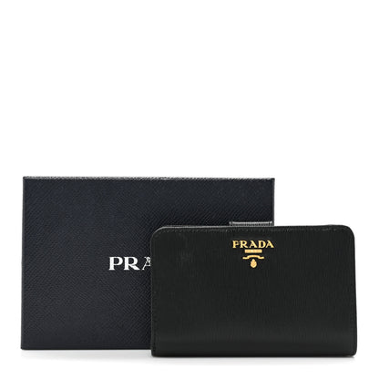 Prada Saffiano Metal Compact Wallet Black 4 of 12