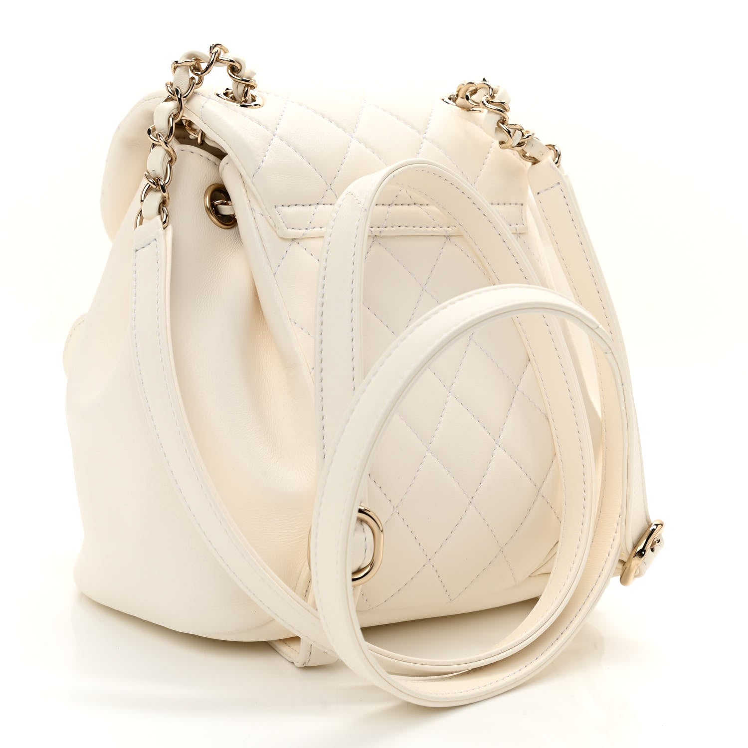 Chanel Lambskin Quilted Small Duma Drawstring Backpack White 3 of 10