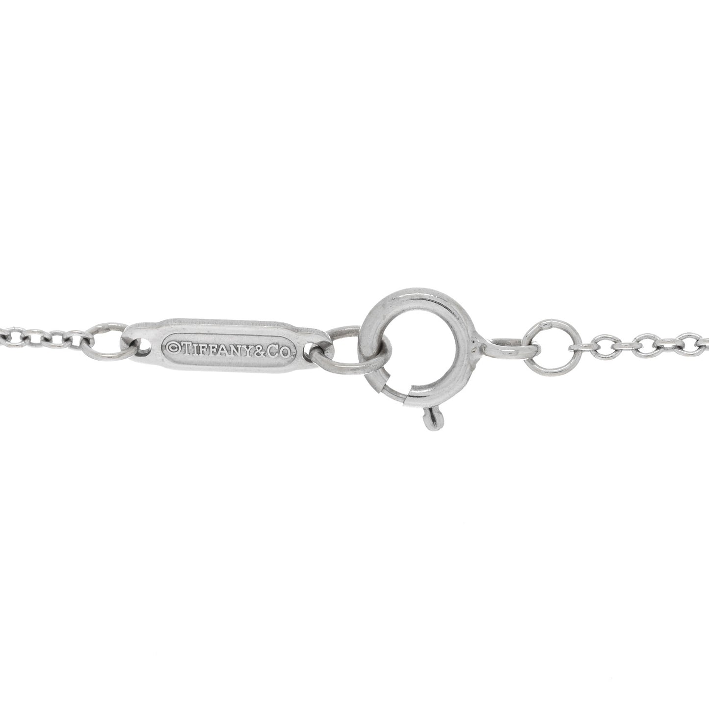 18K White Gold Diamond Mini Heart Key Charm Pendant Link Necklace
