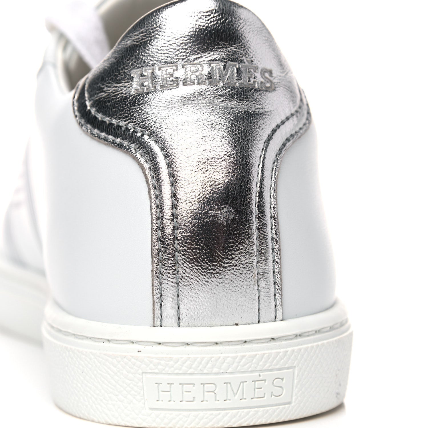 Hermes Nappa Womens Avantage Sneakers 37.5 White Argent 8 of 10