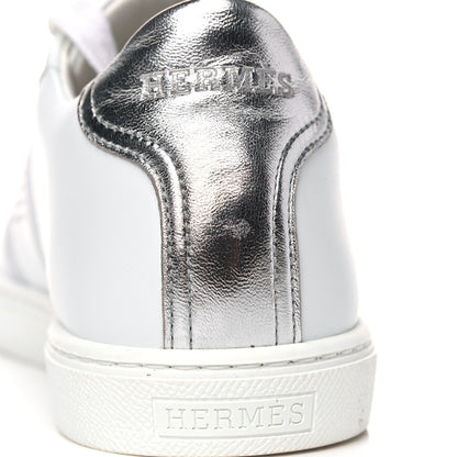 Hermes Nappa Womens Avantage Sneakers 37.5 White Argent 8 of 10