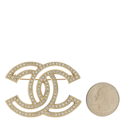 Chanel Crystal CC Brooch Light Gold 2 of 4